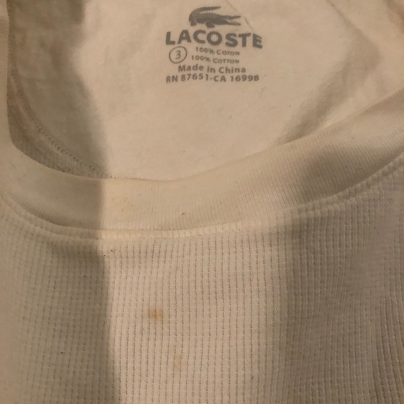 White Lacoste men’s thermal size 3 - Picture 2 of 2